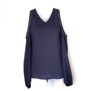 Black Blouse with Cut-Out Sleeves